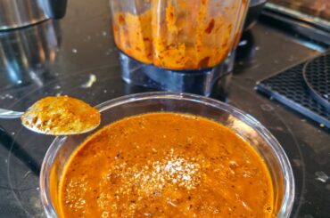 Arbol/Ancho Salsa with Tomatillos and Peanuts