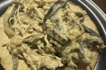 Wife made me rajas con crema y pollo.