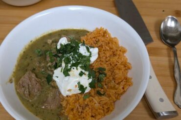 Chili Verde and Red Rice