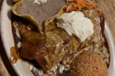 Enchilada Plate with Refried Beans