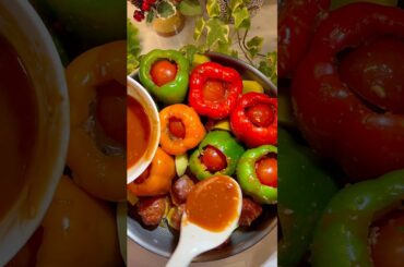 Stuffed bell peppers- Biber dolmasi recipe #bellpeppers #recipes #foodshort