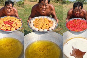 Cooking delicious crispy chicken with chili in village || Traditional recipe