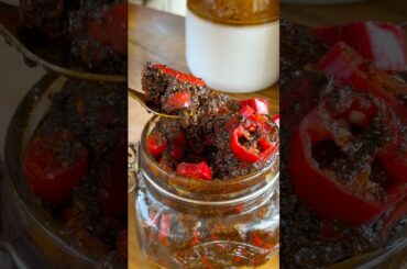 Red chilli Achar🌶️🤤 #food #youtubeshorts #trending #achar #cooking #omkarpawar