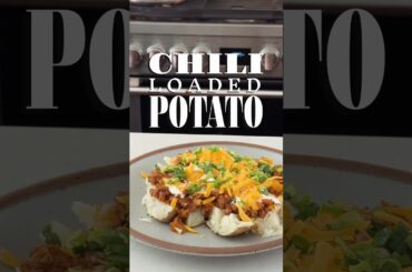 Chili loaded baked potato recipe #bakedpotato #comfortfood #recipes #leftovers