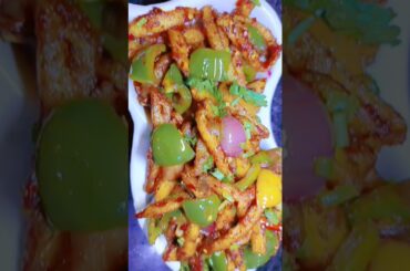 Crispy Chilli Potato Recipe 🙃😉#streetfood #chilli #potato #recipe #easy #spicy #chillipotato