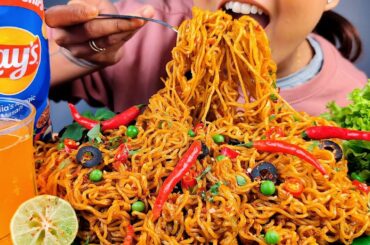 COOKING & EATING SPICY MASALA MAGGI CHALLENGE 🔥🌶️🌶️ WITH EXTRA CHILLIES & LEMON | BEST MAGGI RECIPE