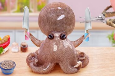 Best Seafood Recipes 🐙 How To Cook Miniature Fried Octopus Chilli Sauce 😵 Mina Mini Kitchen