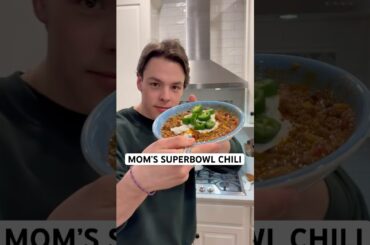 Mom’s Super Bowl chili and I had to add my own twist. #superbowlfood #homecooking #greekyogurt