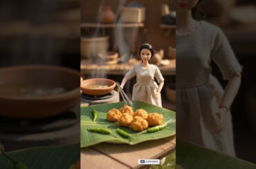Tiny Doll Prepares Dry Gobi for Evening Snack | Oddly Satisfying Cooking #miniaturecooking #shorts
