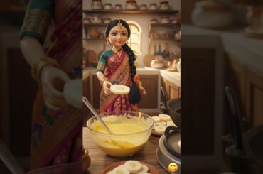 Tiny Doll Prepares Raw Banana Bhajji | Vazhakai Bajji | Balekai Bajji #miniaturecooking #shorts