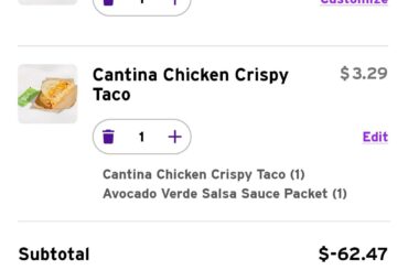 Taco bell owes me 62 dollars