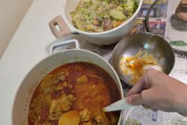 Comfort CNY meal, curry chicken and mixed veg!