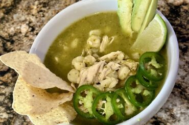 Salsa Verde used to make a Chicken Hominy Soup.