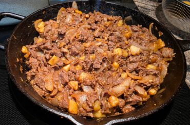 Meat and potatoes burritos for dinner.