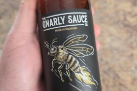 I bought this sauce from an orchard in Michigan. I put a bunch on wings without tying it first. It tastes very good, but I wasn't expecting the insane heat. Then I glanced at the ingredients. Also, it is more like BBQ than traditional hot sauce constancy.