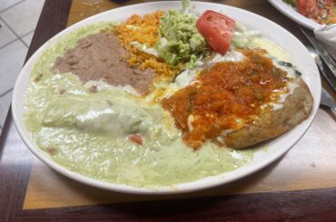 Chile relleno de queso and enchilada poblana