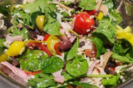 Spicy salad with scorpion vinaigrette