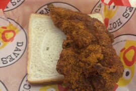 First time ever trying Dave’s Hot Chicken. Got a reaper tender. Definitely got one of the less-spicy ones, it wasn’t world-ending hot.