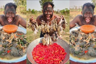 Yummy crispy soup frogs with chili recipe - village food