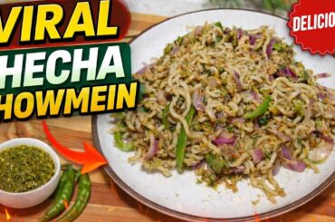 Viral Thecha Chowmein Recipe 🌶️ | Spicy Street Style Green Chilli Chowmein
