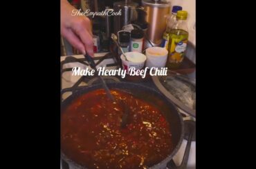 Set the table with hearty beef chili with lots of heat! Spicy Good.