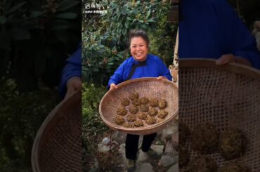 Stone-Milled Garlic & Chili Cakes | Village Style Cooking#ytshorts#villagecooking#trendingshorts