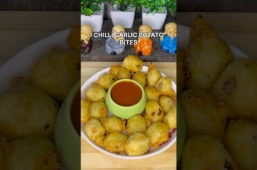 Chilli garlic potato bites recipe #shorts #recipe #snacks #potato #trending #viral #shortsfeed #food