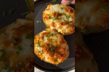 Chicken alfredo stuffed potatoes 🥔 😋 #recipe #food