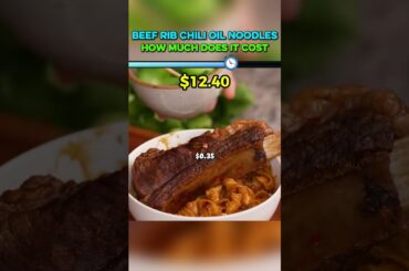 Beef Rib Chili Oil Noodles how much does it cost 🤔 #food #cooking #beefribs #wage #salary