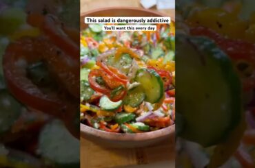 Cucumber Pepper Salad 🥒 Mediterranean touch! Fresh & Addictive!