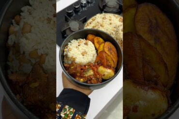 Rice and beans paired with pepper sauce and plantain | Ramadan day 12