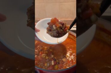 Scooping thick, cheesy chili into a bowl 😍 Quick, hearty, and ready to devour! #homemade  #chili