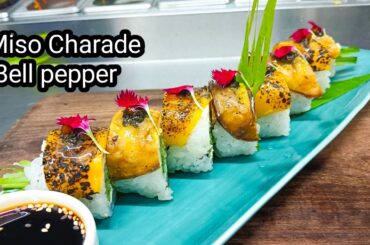 Miso Charade Bell pepper Sushi recipe | Veg Sushi Roll