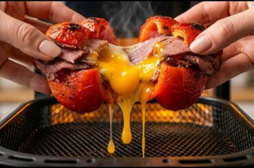 I Put Eggs Inside Bell Peppers in the Air Fryer... and THIS Happened! 🫑🍳