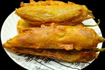 Stuffed Mirchi Bhaji Recipe | Homemade Mirchi Pakora | Besan Chilli Fritters | Evening Snacks |