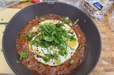Charros with fried egg.
