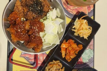 Kimchi Fried Rice with Crushed Chili Fried Chicken and Marmalade Crush