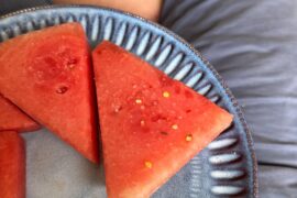 Favourite hot weather snack. Watermelon - reaper/habanero salt and lime juice!