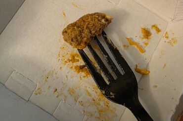 Dense solid chunk of beef in mini taco salad