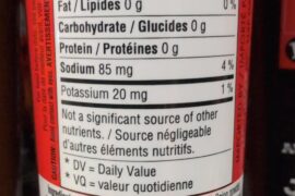 Ingredients and Nutrition Label for Dollarama Hot Sauces