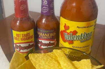 trying some hot sauces!