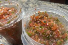 r/SalsaSnobs Shit Post Day is April 1st. Here’s some Salsa Fresca , a Michelada and my new Reddit Moderator Kitchen Apron they sent me. Recipe in comments.