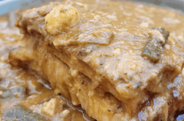 Mole Amarillo with Smoked Pork Belly, chochoyotes and nopales.