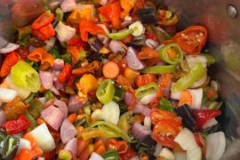 Mixed hot pepper hot sauce. Mostly habanero, and cayennes. I also included Hungarian peppers, and mini sweet peppers. All homegrown. Then I rounded out the flavor with onions, garlic, and carrots (for some sweetness). Really happy with this one and shelf stable.