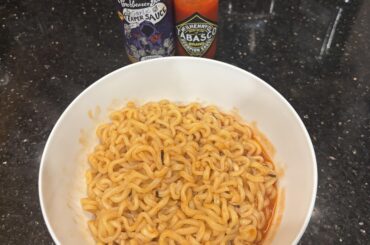 Decided to absolutely obliterate myself. Pack of original Buldak with about half the pack of the sauce (cause yikes the sodium), ~1 Tbsp of Garlic Reaper and ~ 1 Tsp of Tabasco Scorpion.