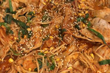 Today lunch is Kongnamul Bulgogi! "Kongbul" (Korean Bean Sprout Bulgogi)
