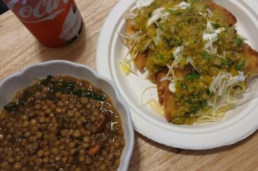 Me and the wife made fried potato tacos with lentil soup