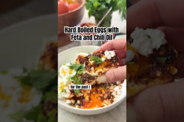 Hard Boiled Eggs with Feta and Chili Oil - perfect for your leftover Easter eggs! #shorts