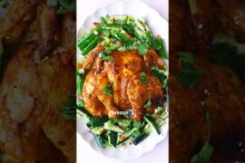 Chilli spatchcock chicken with smashed cucumbers #madewithmellowyellow #chickenrecipe #chilli