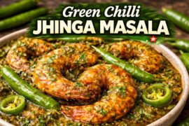Green Chilli Jhinga Masala | Spicy Prawns Recipe | Restaurant Style Prawns Masala